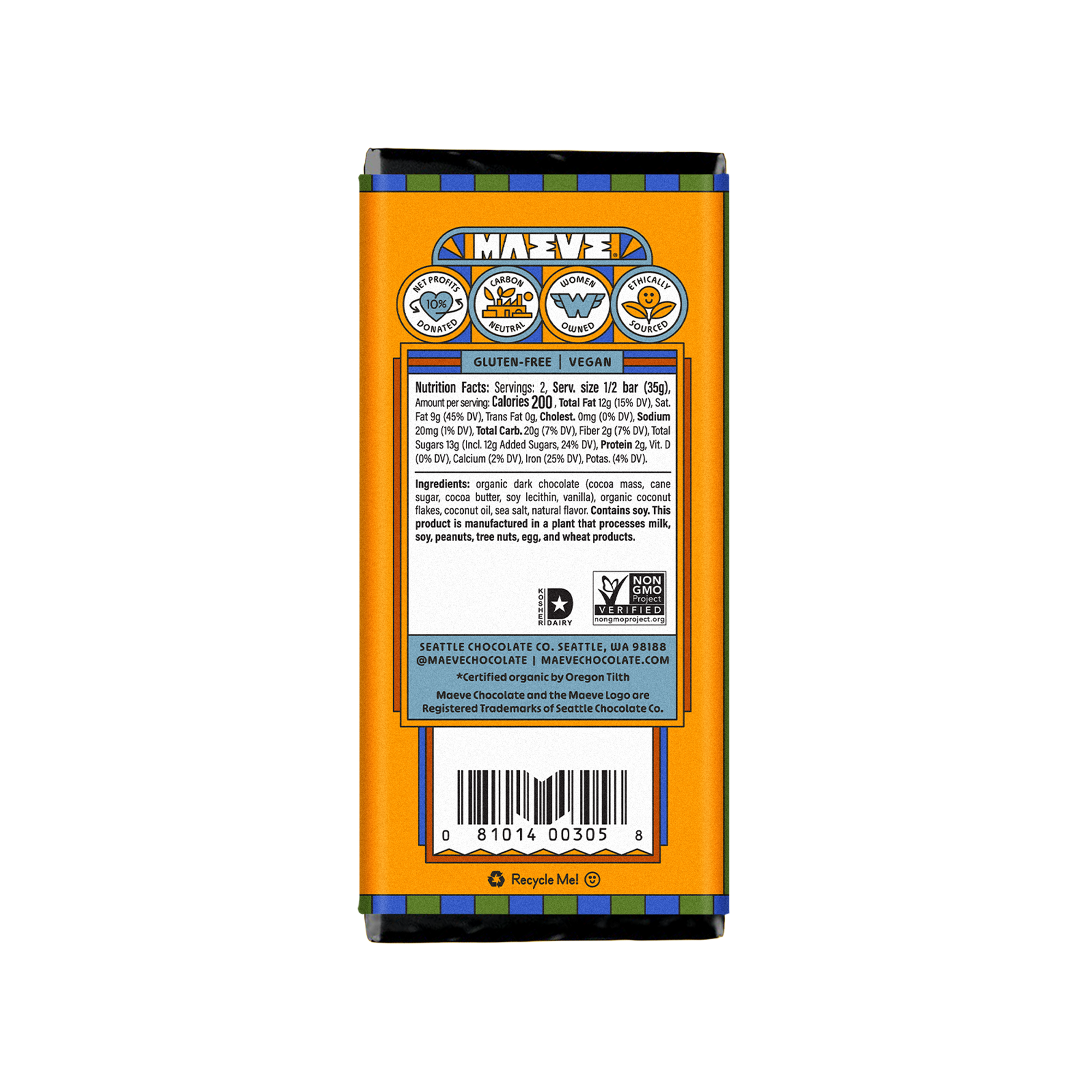 Coconut Chocolate Bar | Shop Coconut Island Dark Chocolate Truffle Bar