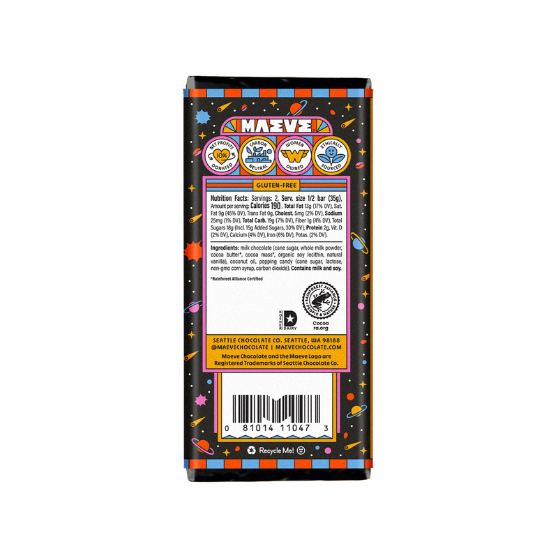 Moon Rocks Popping Candy Chocolate by Maeve Ethical Chocolate