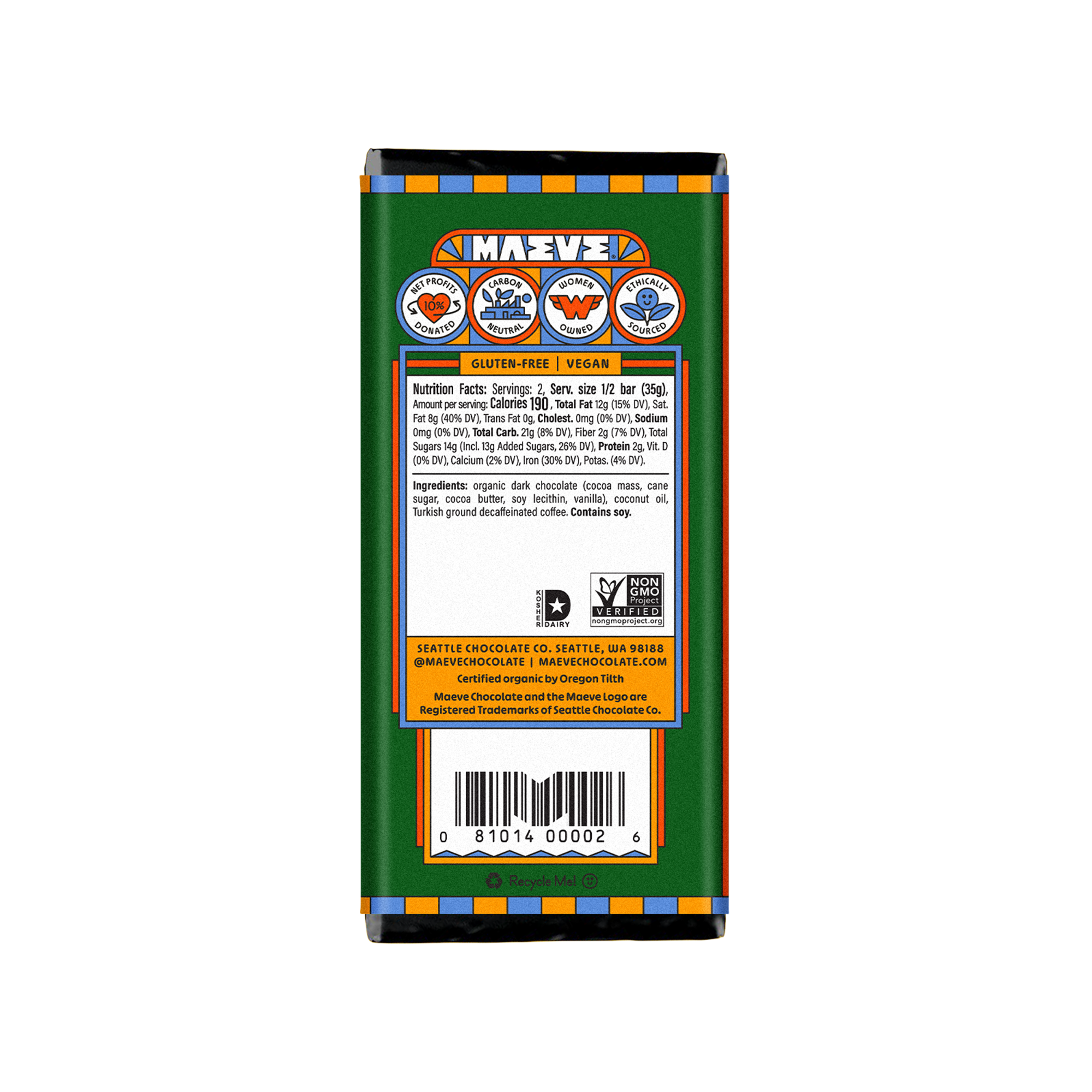 Dark Chocolate Espresso Bar | Pike Place Chocolate Bar by Maeve