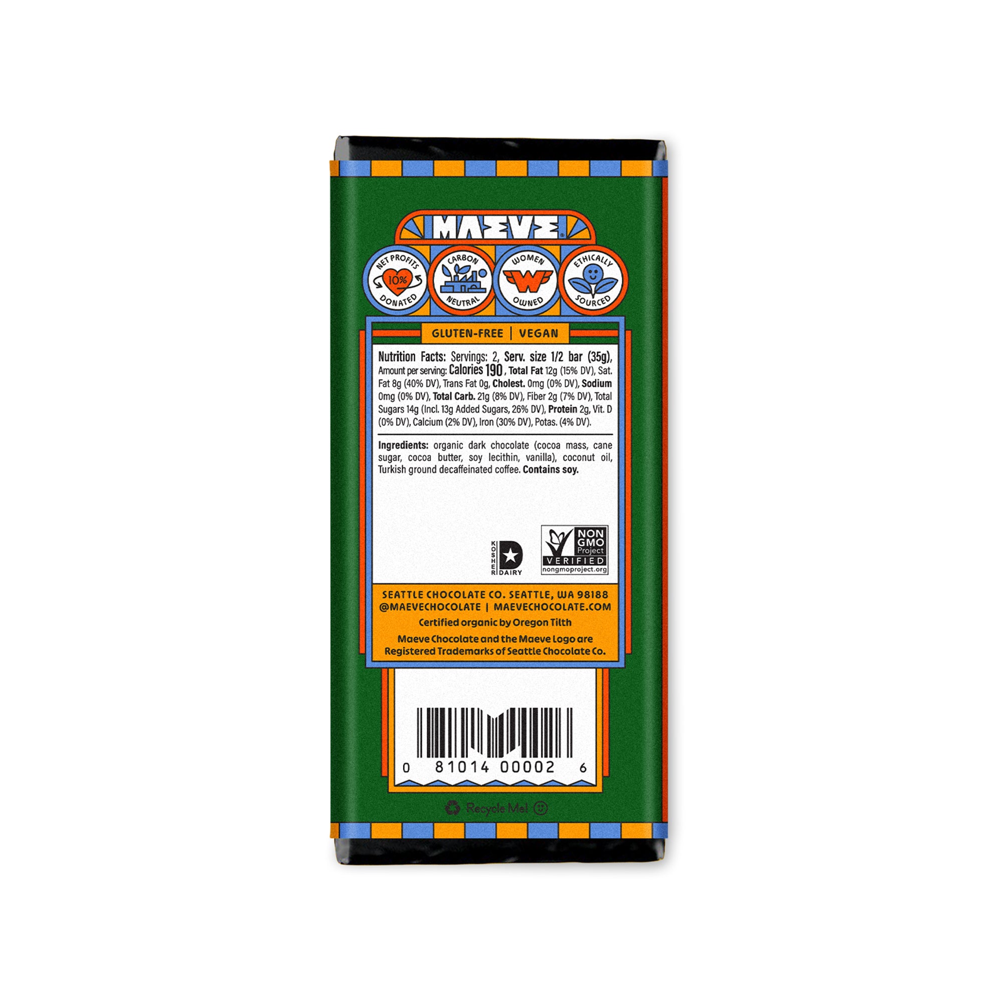 Dark Chocolate Espresso Bar | Pike Place Chocolate Bar by Maeve