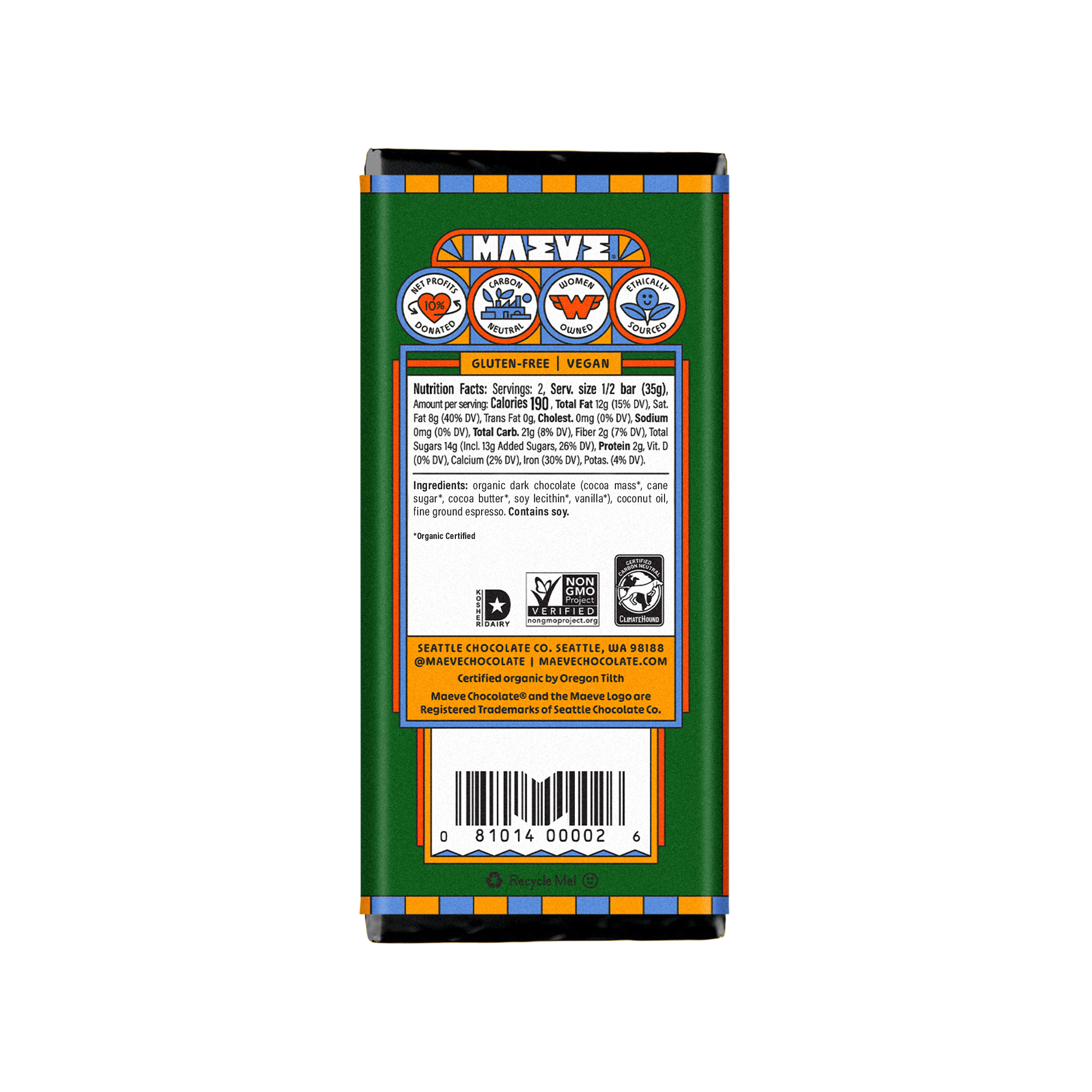 Dark Chocolate Espresso Bar | Pike Place Chocolate Bar by Maeve