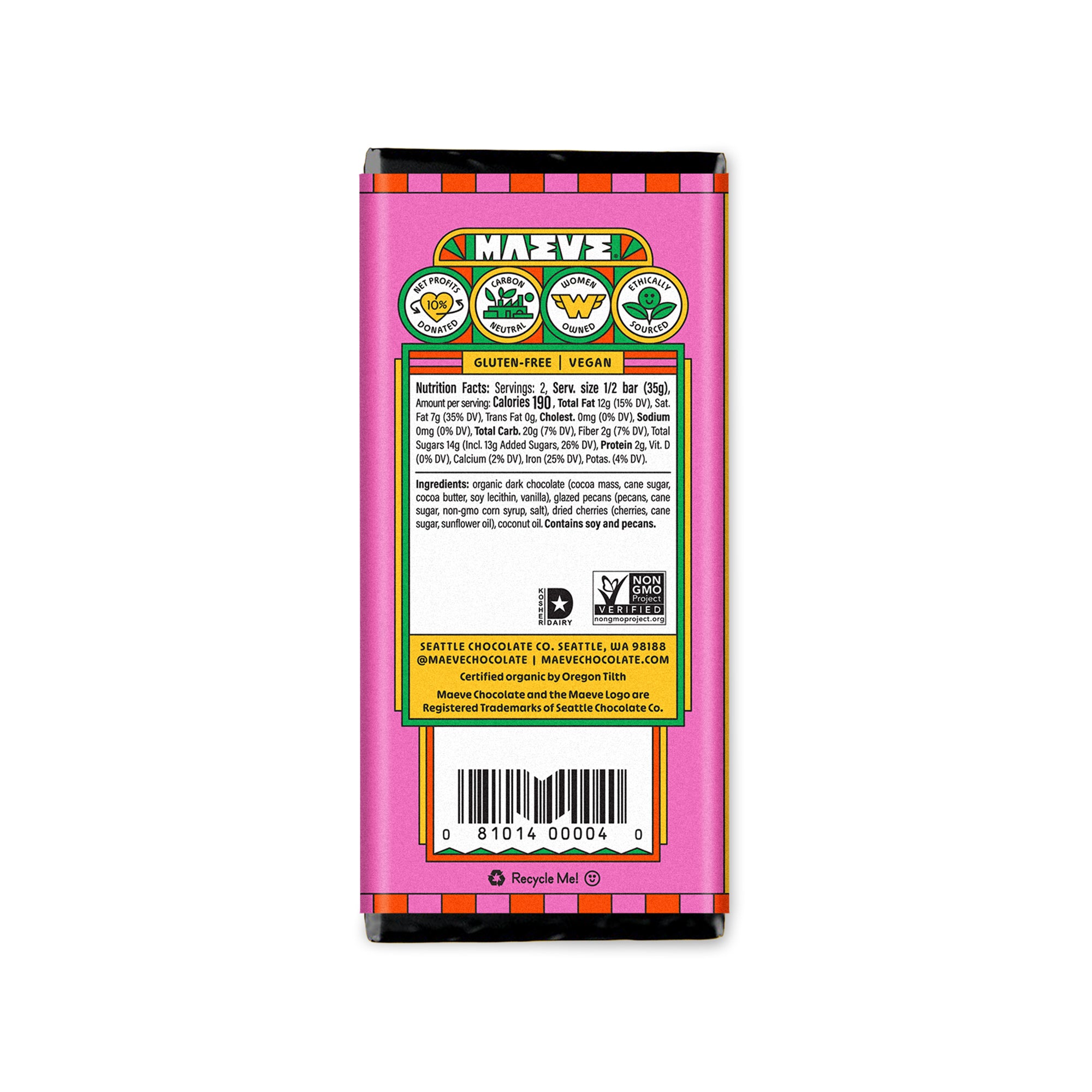 Rainier Cherry Dark Chocolate Truffle Bar | Maeve Ethical Chocolate