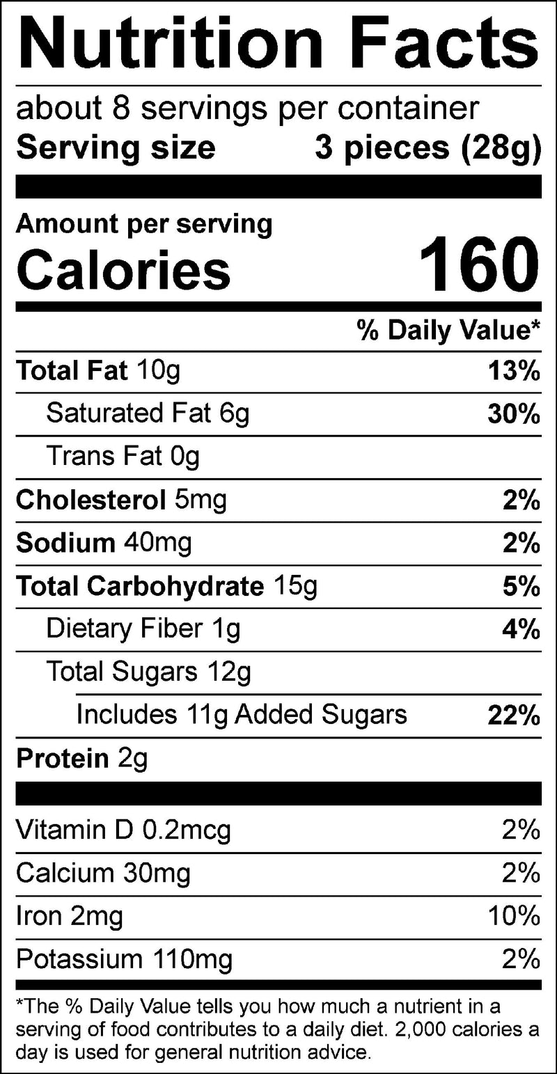 Nutrition label for Away in an A-Frame