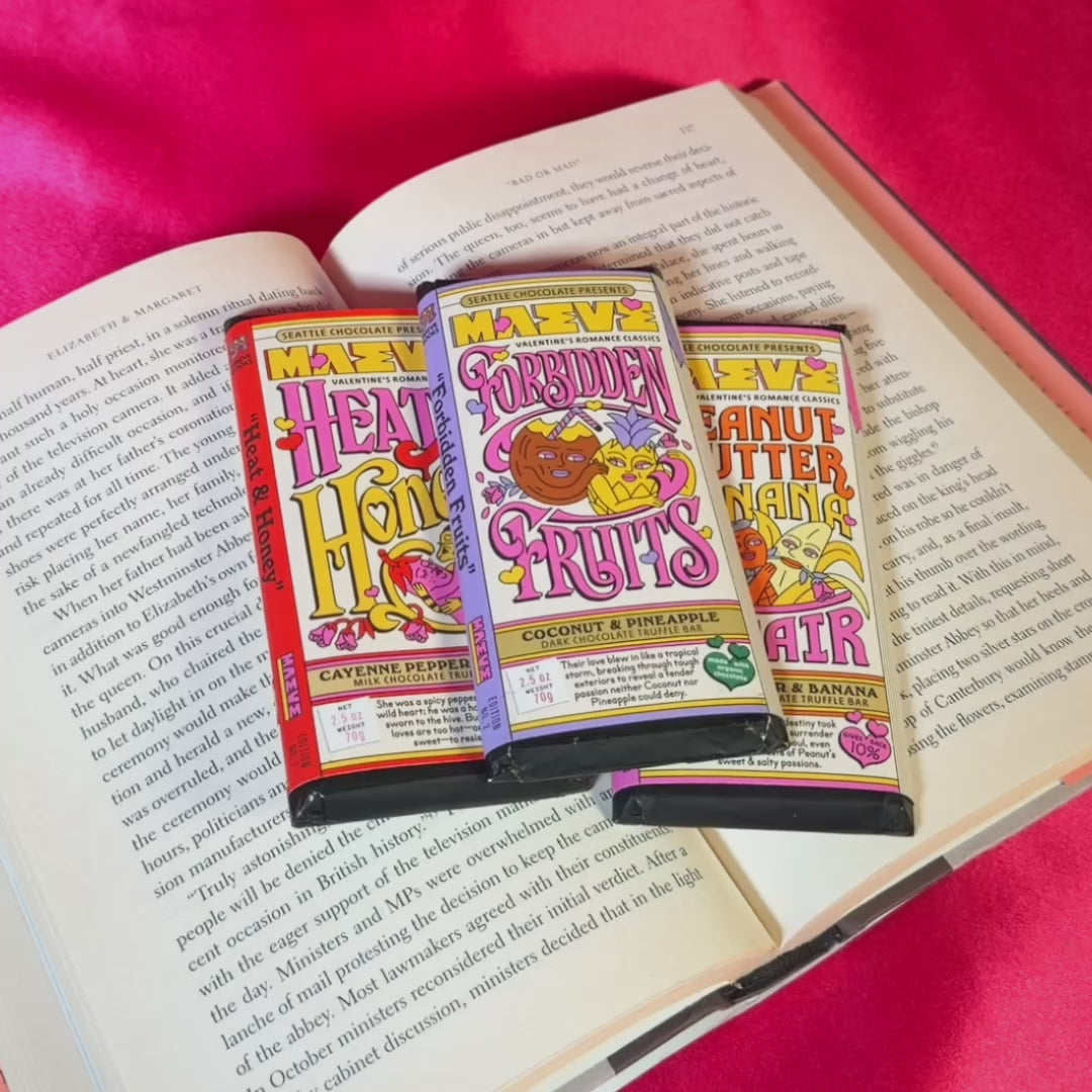 Video of three chocolate bars on top of books 